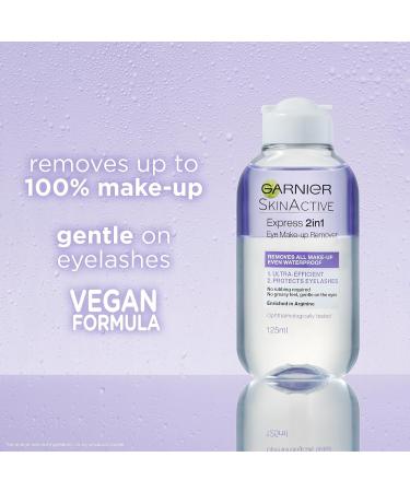 Garnier Skin Active 2 in1 Eye Make Up Remover Suitable For Waterproof Makeup Gentle On Eyes and Eyelashes Use With Reusable Micellar Eco Pads 125 ml - Buy Online on SooperMarket.com