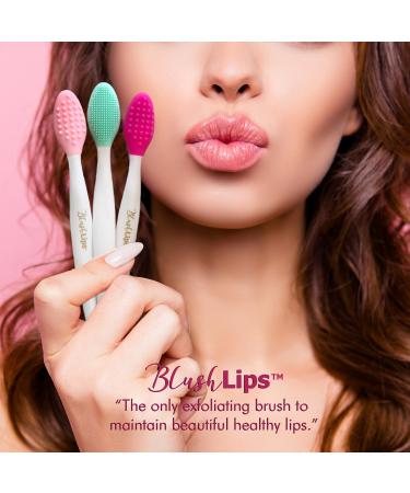 BlushLips A Double-Sided Silicone Exfoliating Soft Lip Brush Applicator Wand Tool for Plump Smoother Fuller Lip Appearance (Blue)
