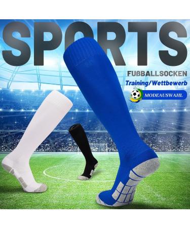 Buy Elutong Children's Football Socks - Unisex Training Socks Comfortable & Breathable Non-Slip Size 33-45 Black/White/Blue - Buy Online on SooperMarket.com