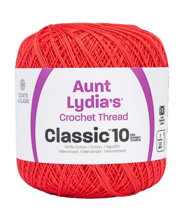 Aunt Lydia Classic Crochet Thread  Bright Coral