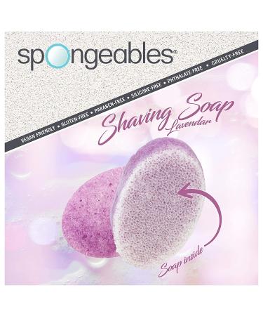 Spongeables Lavender Shaving Soap in a Sponge - Exfoliating Pre-Shave Sponge, Paraben and Cruelty-Free - Pack of 2 - Buy Online on SooperMarket.com