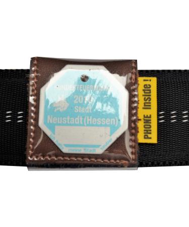 Josi.li collar pocket for dog brands up to 33x33mm in 6 colors and two collar widths nappa leather pollutant -free (up to 40mm collar width dark brown) up to 40mm collapse width dark brown
