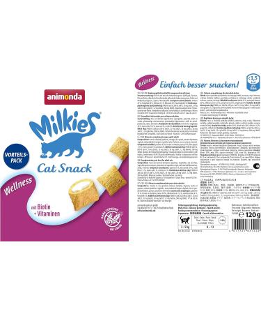 Animonda Milkies Wellness Grain-Free Crunchy Pillows for Cats - Cat Snack (Pack of 6 x 120g) - International Shipping - Buy Online on SooperMarket.com