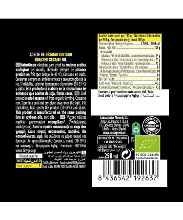 Buy Organic Toasted Sesame Oil 250ml - Premium Quality International Shipping - Buy Online on SooperMarket.com