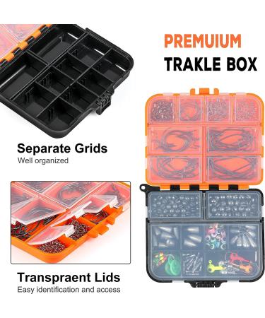 PLUSINNO 201pcs Fishing Accessories Kit in Tackle Box - Hooks, Weights, Split Shot Gear for Bass, Trout, Catfish - Buy Online on SooperMarket.com