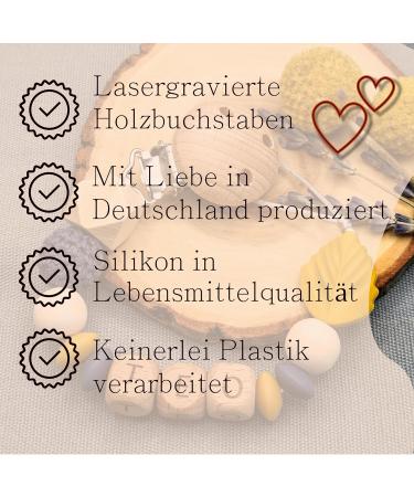 Personalized Baby Gift - Storchenkind | Custom Name | Girls/Boys | Gift Packaging | Laser Engraved Wooden Letters & Food-Safe Silicone | Various Colors - Buy Online on SooperMarket.com