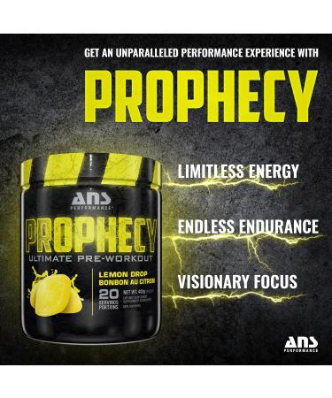 ANS Performance Prophecy Pre Workout Powder (20 servings 14.5 oz) Gluten Free Pre-Workout Formula - Energy & Strength - Sugar Free- Increase Power & Workout Volume (Lemon Drop) - Buy Online on SooperMarket.com
