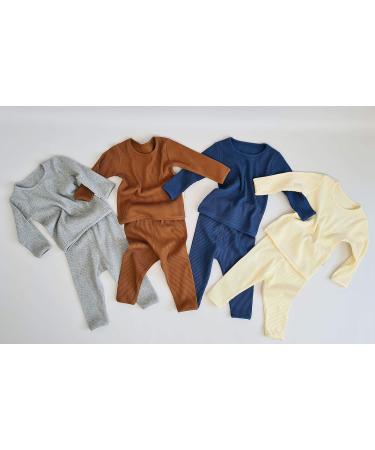 20 Colours Ribbed Pyjama for Unisex Boys and Girls | DreamBuy Loungewear for Babies, Women, and Men | 6-12 Months | Caramel - Buy Online on SooperMarket.com