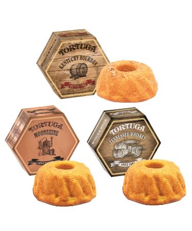 TORTUGA Southern Trio Gift Pack - Tennessee Whiskey, Kentucky Bourbon, & Moonshine Apple Pie - 3 Cakes 4 oz - The Perfect Premium Gourmet Gift for Gift Baskets, and Birthday Cakes for Delivery 3 Count (Pack of 1)