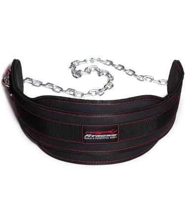 Raigeki Fitness Dip belt with chain 106cm steel chain (+ training plans) - weight belt for strength training bodybuilding weight lifting & pull -ups for women and men