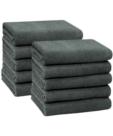 Zollner 10 Set towels in 50x100 cm - suction -strong and soft shower towels in dark gray - with a practical hanger - washable up to 60 C - cotton - hotel quality 10x towels anthracite
