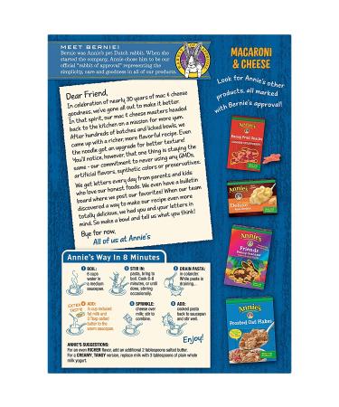 Annie's Classic Mild Cheddar Macaroni and Cheese Family Size 10.5 oz - Pack of 6 - Buy Online on SooperMarket.com