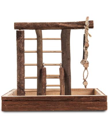 LIVIVO Natural Wooden Bird Playground Budgie Canary Ladder Swing Perch Pet Fun Small - Buy Online on SooperMarket.com