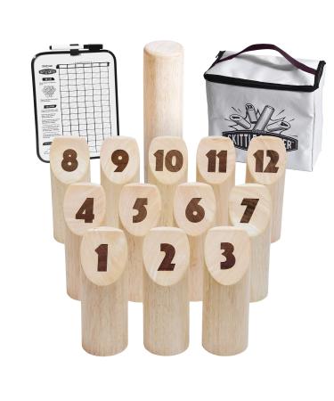 GoSports Skittle Scatter Numbered Block Toss Game with Scoreboard and Tote Bag - Fun Outdoor Game for All Ages