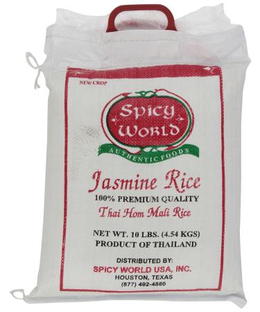 Spicy World Jasmine Rice 10 Pound Bag - Thai Hom Mali Premium Variety  By Spicy World 10 Pound (Pack of 1)