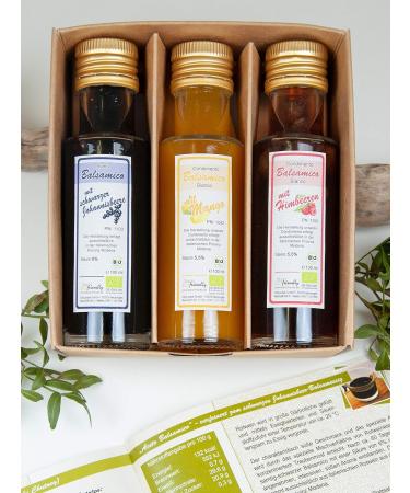 Direct & Friendly Organic Gift Set: Tasting Set of 3x100ml Organic Balsamic Vinegars - Mango Currant Raspberry - Perfect for Gifting & Gourmet Cooking - Buy Online on SooperMarket.com
