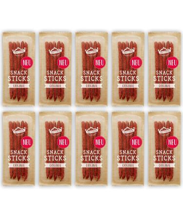 Craftsman Snack Sticks Original (30 x 45 g) |Wurst snack |Mini Salami |Meat snack to go |Smoked Mini sausage |Hearty Salami sticks |Raw sausage |Permanent sausage (30 packs (30 x 45g))