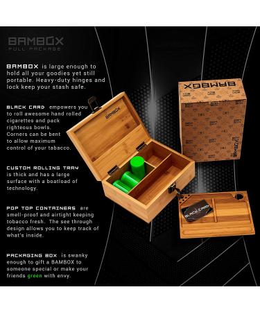 BAMBOX Stash Box with Rolling Tray, Smell Proof Containers, Wooden Locking Storage for Grinders, Papers, and Accessories - Buy Online on SooperMarket.com