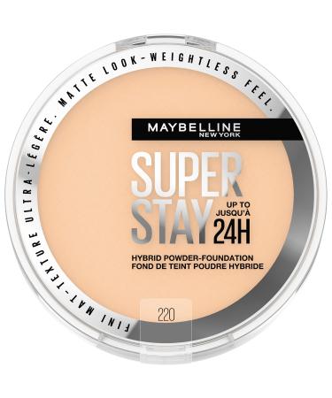 Maybelline Super Stay Up to 24HR Hybrid Powder-Foundation, Medium-to-Full Coverage Makeup, Matte Finish, 220, 1 Count