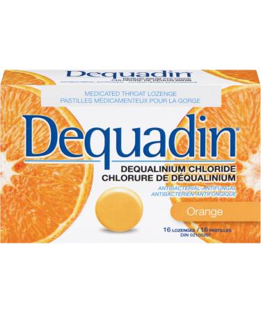Dequadin Medicated Throat Lozenges - Orange | Provides Antibacterial & Antifungal Relief From Soar Throat & Mouth Sores | 16 Count - Buy Online on SooperMarket.com