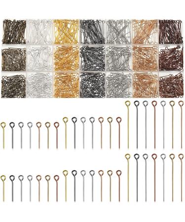 1400 Pieces Eye Pins Mix Jewelry Findings Eye Pins 0.63 Inch 0.79 Inch 1.18 Inch Open Eye Pins Head Pins Eye Pins Findings for Jewelry Making DIY Necklace (Vintage Colors)