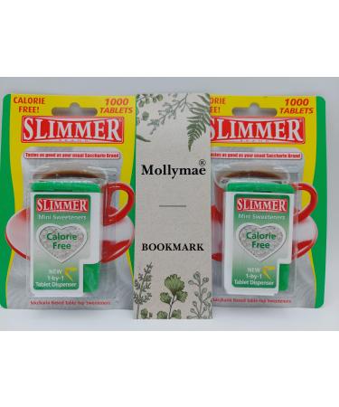 Slimmer Calorie Free Sweetener Bundle with Mollymae Bookmark | 2 x 1000 Tablets