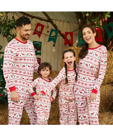 PatPat Family Christmas PJs Set | Matching Reindeer & Snowflake Sleepwear for Couples & Kids | Red/White | Men's XXL - Buy Online on SooperMarket.com