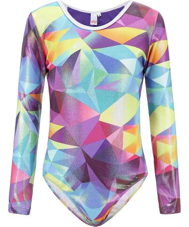 Kql Starry Girls Gymnastics Leotard 7-8 Years | Sparkly Dancewear for Kids 5-14Years | Rainbow Geometric Training Costume - Buy Online on SooperMarket.com