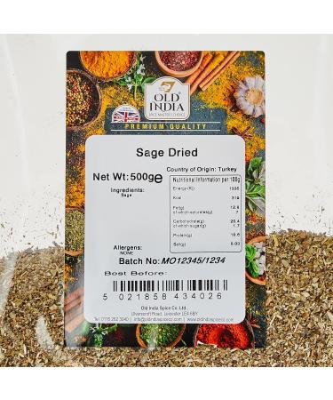 Old India Sage Dried 500g - Premium Quality Herb for Cooking | 500g Pack - Authentic Sage Leaves from Old India | Great for Seasoning and Culinary Uses - Buy Online on SooperMarket.com