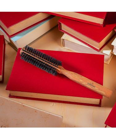 ZilberHaar Styler Hair and Beard Brush - 1.3 Stiff Boar Bristles - Round Brush with Pearwood Handle - 222 Bristle Plugs - Beard Grooming Brush for Men - Buy Online on SooperMarket.com
