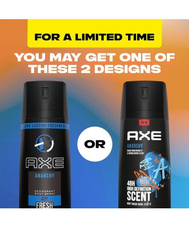 AXE Dual Action Body Spray Deodorant for Long Lasting Odor Protection Anarchy Pomegranate & Sandalwood Mens Deodorant Formulated Without Aluminum 4. 0 oz Twin Pack - Buy Online on SooperMarket.com
