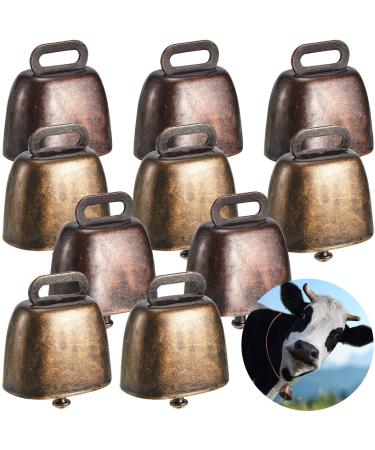 Ripeng Cow Horse Sheep Grazing Copper Bells Small Brass Bells Cattle Goat Farm Loud Bronze Bell Long Distance Horse Sheep Iron Bells for Christmas Decoration, 2 Colors (10 Pieces) Green Bronze, Red Bronze 10