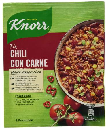 Knorr fixed mixture of chili con carne for a spicy stew with natural ingredients* 33 g 1 piece of chili con carne 33 g (1 Pack)