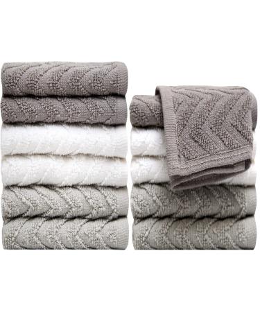 PH Pleasant Home Washcloths 12 Pack (Gradient Greys Chevrons) Gradient Greys Chevrons