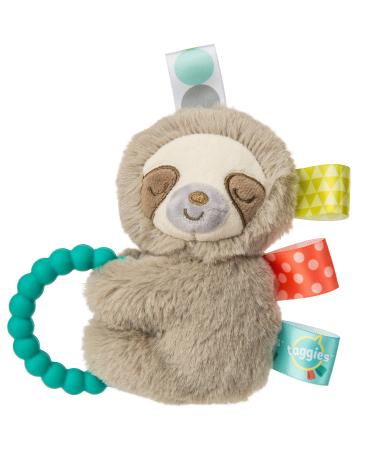 Taggies Sensory Stuffed Animal Soft Rattle with Teether Ring  Molasses Sloth Baby Rattle