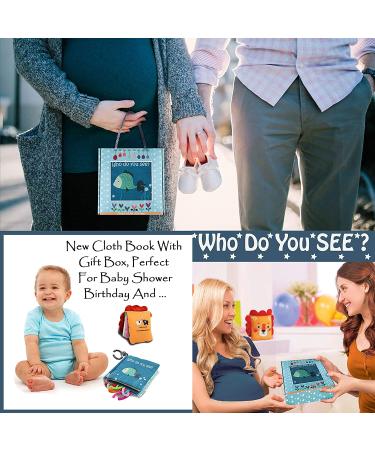 Fish Baby Books - Soft Cloth Books for Babies 0-6 Months | Baby Toys for 6-12 Month Olds | Baby Shower Gifts Box with Teether | Newborn Baby Sensory Stroller Toys - Buy Online on SooperMarket.com