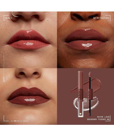 NYX Shine Loud Long-Lasting Liquid Lipstick & Clear Lip Gloss - Boundary Pusher (Warm Brown) - Buy Online on SooperMarket.com