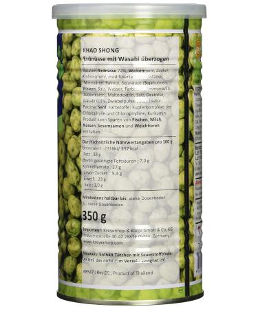 Khao Shong Wasabi Peanuts - Crispy Snack (350g Can) | Medium Sharpness Perfect for On-the-Go - Buy Online on SooperMarket.com