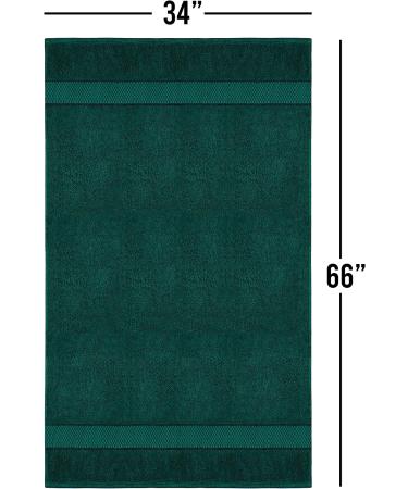 Fluffy 100% Cotton Dark Green Bath Sheets Set of 2 - Eco-Friendly, Super Soft & Highly Absorbent - Oeko-Tex Certified - 34 x 66 Inches - Buy Online on SooperMarket.com