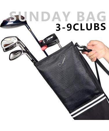 CHAMPKEY Professional Golf Sunday Bag - Lightweight Carry Bag for 3-9 Clubs - 6 Pockets & Adjustable Strap - Ideal for Golf Course & Travel - Black - Buy Online on SooperMarket.com