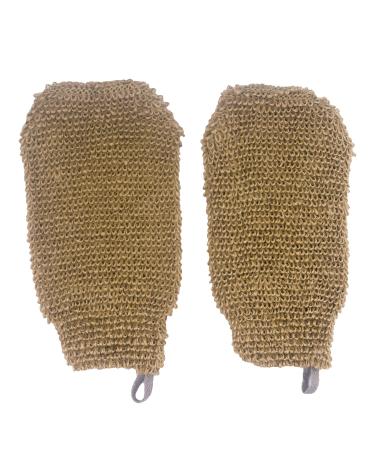 Bleu Bath (2 Pack) Natural Exfoliating Hemp Bath Mitt Shower Gloves Loofah Washcloth Sponge Machine Washable Body Scrubber (ROUGHER HEMP)