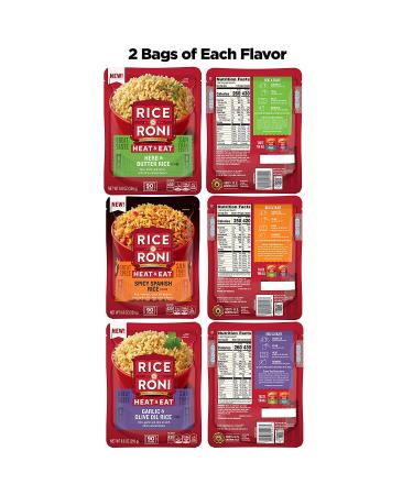 Rice A Roni Heat & Eat Rice 3-Flavor Variety Pack 8.8oz (Pack of 6) - Heat & Serve - Buy Online on SooperMarket.com