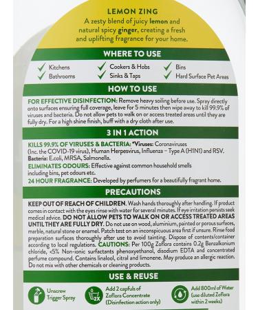Dr. Beckmann Carpet Stain Remover | Removes New and Dried-in Stains | Includes Applicator Brush & Zoflora Lemon Zing Multipurpose Disinfectant Cleaner 800ml (Pack of 1) - Buy Online on SooperMarket.com