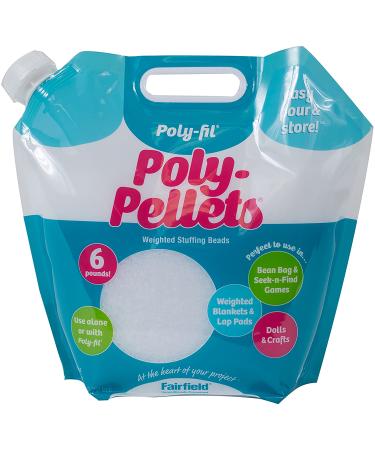 FAIRFIELD Processing Fil Poly Pellets Weighted Stuffing Beads, 6 Pound Pour and Store Bag, White 6 Lbs