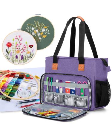Luxja Embroidery Project Carrying Bag  Embroidery Kits Storage Bag (Bag Only)  Purple