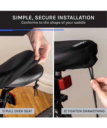 Domain Cycling Gel Bike Seat Cushion | Secure Peloton Fit | Non-Slip Padded Bike Cushion Seat Cover for Men or Women | 10.5x7 Black - Buy Online on SooperMarket.com