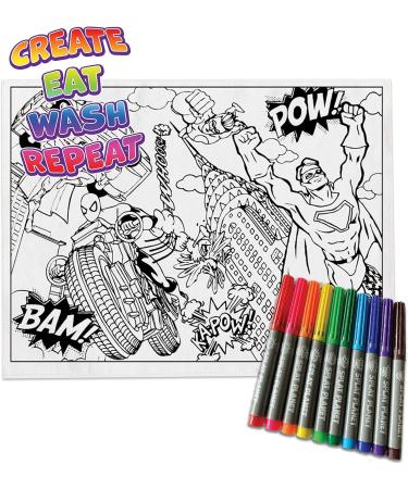 Splat Planet Superhero Cotton Toddler Placemat with 10 Washable Magic Pens - Buy Online on SooperMarket.com