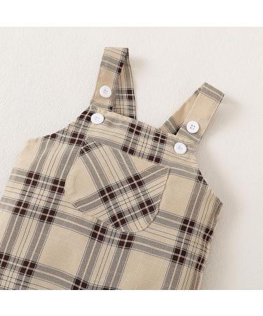 Puseky Baby Boy 3-6 Months Black Romper with Plaid Suspenders Overall Pants - Buy Online on SooperMarket.com