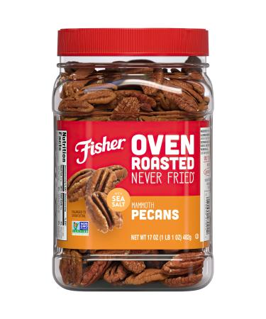 Fisher Snack Oven Roasted Never Fried Mammoth Pecans 17 Ounces Made with Sea Salt Non-GMO No Oils Artificial Ingredients or Preservatives