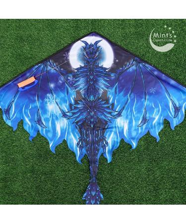 Dragon Kite for Kids & Adults - Easy-to-Fly Delta Beach Kite with 300ft String | Ice-themed Design - Buy Online on SooperMarket.com